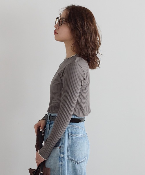HEART MARKET(ハートマーケット)の「衿フリル針抜きリブロンTee(Tシャツ/カットソー・レディース・ホワイト/ナチュラル/ホワイト系/ブラック/ブラック系/チャコール/ミント・LL/LARGE/MEDIUM)」の8枚目の写真