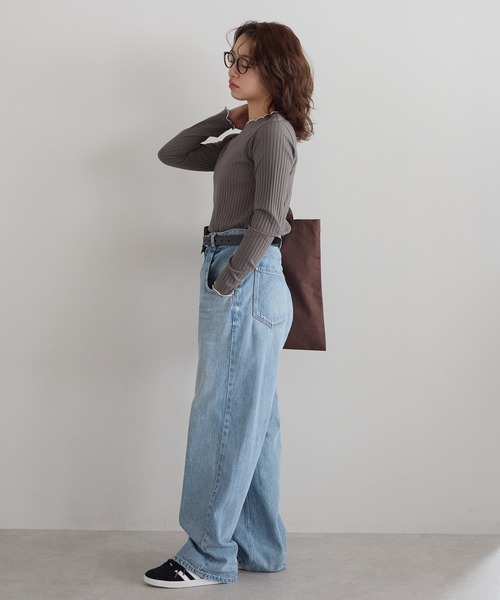 HEART MARKET(ハートマーケット)の「衿フリル針抜きリブロンTee(Tシャツ/カットソー・レディース・ホワイト/ナチュラル/ホワイト系/ブラック/ブラック系/チャコール/ミント・LL/LARGE/MEDIUM)」の18枚目の写真