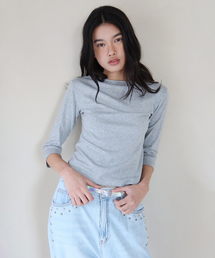 m.m.m（ムー）の「3/4スリーブTシャツ_メランジ（Tシャツ/カットソー）」