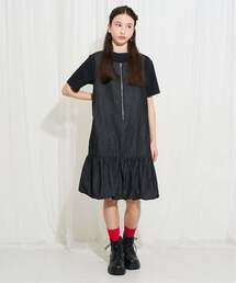 pom ponette junior（ポンポネットジュニア）の「【AMI】【接触冷感】デニムバルーンジャンスカインナーセット（ワンピース）」