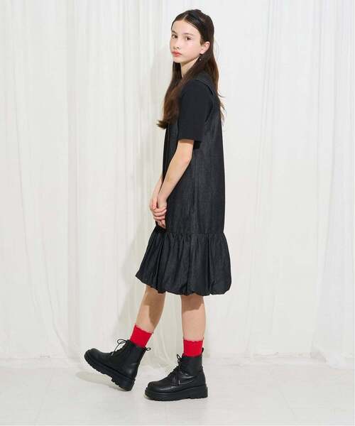 pom ponette junior（ポンポネットジュニア）の「【AMI】【接触冷感】デニムバルーンジャンスカインナーセット（ワンピース・キッズ・ブラック・M:150cm/L:160cm）」の15枚目の写真