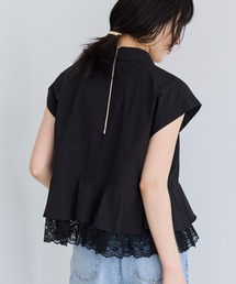 レースフレンチスリーブ レース」に該当するシャツ/ブラウス（ブラック