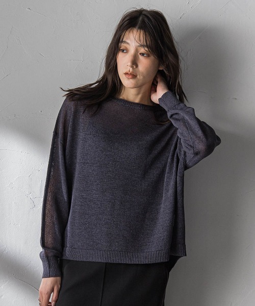 MAYSON GREY(メイソングレイ)の「ペーパーブレンドルーズニットプルオーバー(ニット/セーター・レディース・キャメル/チャコールグレー/ライトグレー・M)」の2枚目の写真