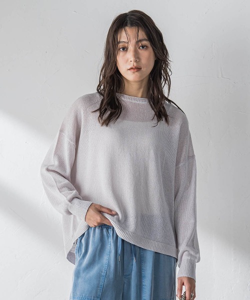 MAYSON GREY(メイソングレイ)の「ペーパーブレンドルーズニットプルオーバー(ニット/セーター・レディース・キャメル/チャコールグレー/ライトグレー・M)」の3枚目の写真