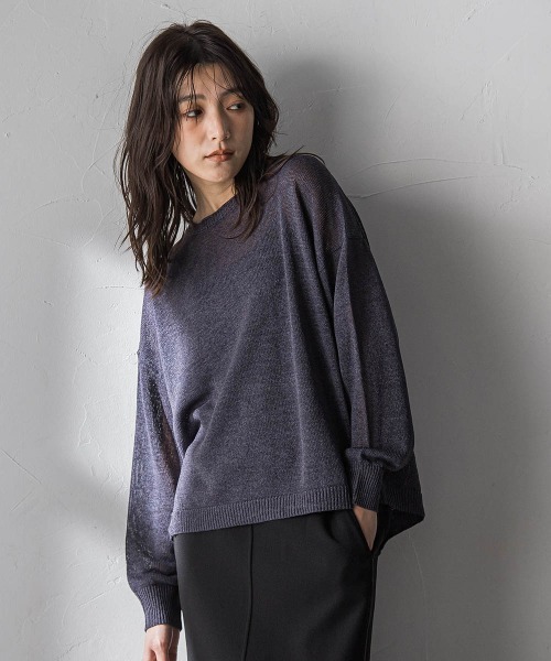 MAYSON GREY(メイソングレイ)の「ペーパーブレンドルーズニットプルオーバー(ニット/セーター・レディース・キャメル/チャコールグレー/ライトグレー・M)」の4枚目の写真