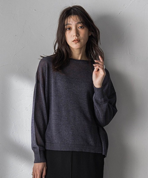 MAYSON GREY(メイソングレイ)の「ペーパーブレンドルーズニットプルオーバー(ニット/セーター・レディース・キャメル/チャコールグレー/ライトグレー・M)」の5枚目の写真