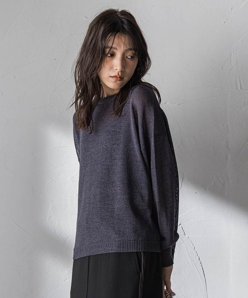 MAYSON GREY(メイソングレイ)の「ペーパーブレンドルーズニットプルオーバー(ニット/セーター・レディース・キャメル/チャコールグレー/ライトグレー・M)」の6枚目の写真