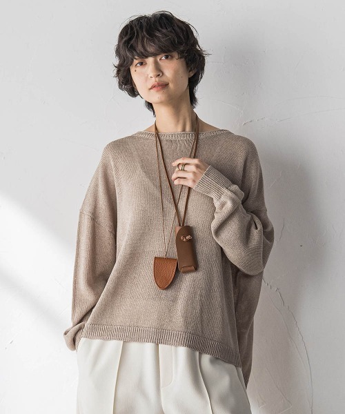 MAYSON GREY(メイソングレイ)の「ペーパーブレンドルーズニットプルオーバー(ニット/セーター・レディース・キャメル/チャコールグレー/ライトグレー・M)」の14枚目の写真