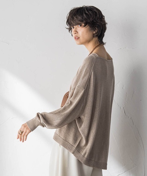 MAYSON GREY(メイソングレイ)の「ペーパーブレンドルーズニットプルオーバー(ニット/セーター・レディース・キャメル/チャコールグレー/ライトグレー・M)」の16枚目の写真