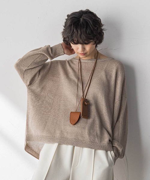 MAYSON GREY(メイソングレイ)の「ペーパーブレンドルーズニットプルオーバー(ニット/セーター・レディース・キャメル/チャコールグレー/ライトグレー・M)」の15枚目の写真