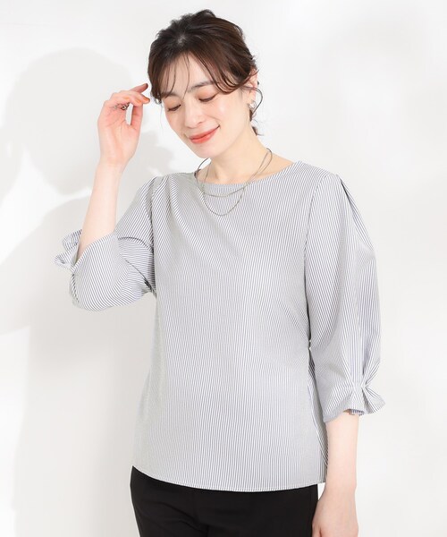 SHOO・LA・RUE（シューラルー）の「【洗濯機可/UV/3WAY】シルエットが変えられる ウエストリボンブラウス（シャツ/ブラウス・レディース・ベビーピンク/ブルー系7/チャコールグレー・04/03/02/01）」の21枚目の写真