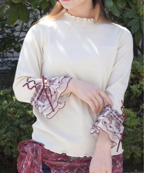 苺チュールレース七分袖PO（Tシャツ/カットソー）｜axes femme