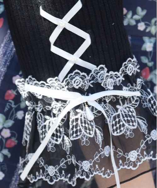 axes femme(アクシーズファム)の「苺チュールレース七分袖PO(Tシャツ/カットソー・レディース・キナリ/レッド/ブラック・FREE)」の8枚目の写真