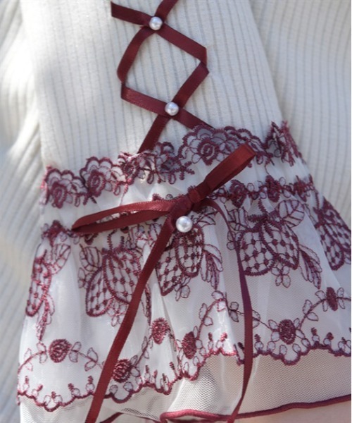 axes femme(アクシーズファム)の「苺チュールレース七分袖PO(Tシャツ/カットソー・レディース・キナリ/レッド/ブラック・FREE)」の11枚目の写真