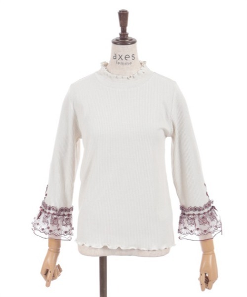 axes femme(アクシーズファム)の「苺チュールレース七分袖PO(Tシャツ/カットソー・レディース・キナリ/レッド/ブラック・FREE)」の12枚目の写真