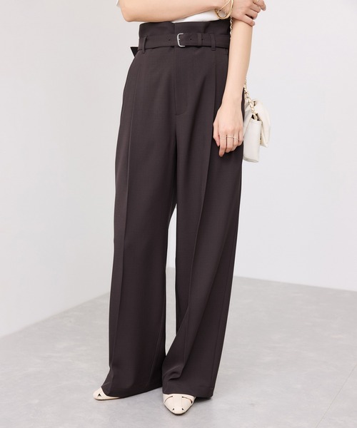VIS（ビス）の「ベルトディティールタックワイドパンツ/イージーケア・接触冷感（その他パンツ・レディース・チャコールグレー/サックスブルー/ダークブラウン・SS/S/M）」の3枚目の写真