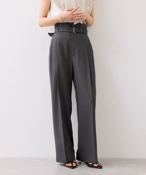 VIS（ビス）の「ベルトディティールタックワイドパンツ/イージーケア・接触冷感（その他パンツ・レディース・チャコールグレー/サックスブルー/ダークブラウン・SS/S/M）」の2枚目の写真