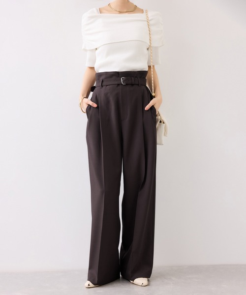 VIS（ビス）の「ベルトディティールタックワイドパンツ/イージーケア・接触冷感（その他パンツ・レディース・チャコールグレー/サックスブルー/ダークブラウン・SS/S/M）」の10枚目の写真