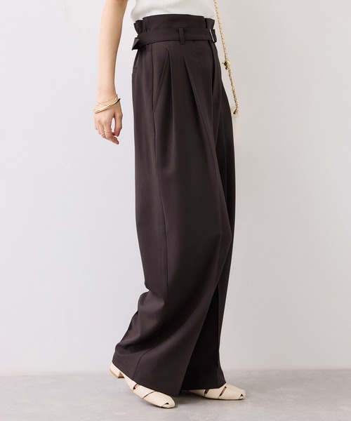 VIS（ビス）の「ベルトディティールタックワイドパンツ/イージーケア・接触冷感（その他パンツ・レディース・チャコールグレー/サックスブルー/ダークブラウン・SS/S/M）」の9枚目の写真