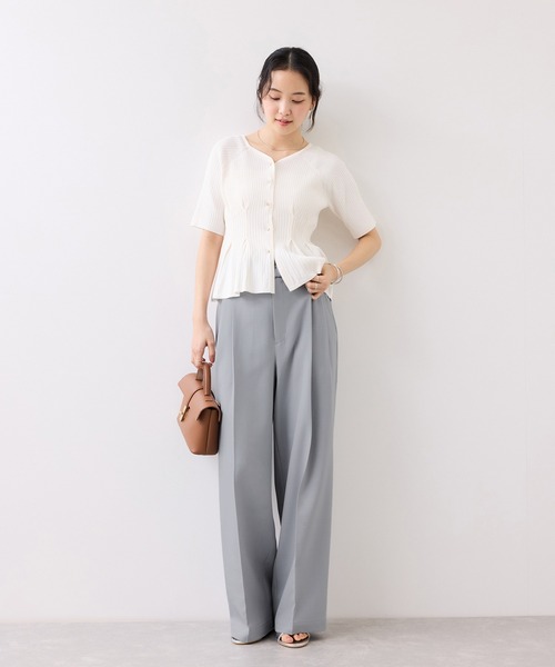 VIS（ビス）の「ベルトディティールタックワイドパンツ/イージーケア・接触冷感（その他パンツ・レディース・チャコールグレー/サックスブルー/ダークブラウン・SS/S/M）」の8枚目の写真