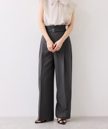 VIS（ビス）の「ベルトディティールタックワイドパンツ イージーケア・接触冷感（その他パンツ）」