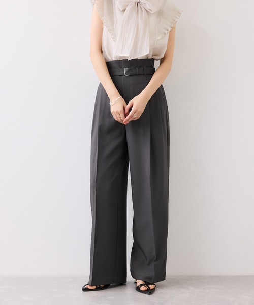 VIS（ビス）の「ベルトディティールタックワイドパンツ/イージーケア・接触冷感（その他パンツ・レディース・チャコールグレー/サックスブルー/ダークブラウン・SS/S/M）」の14枚目の写真