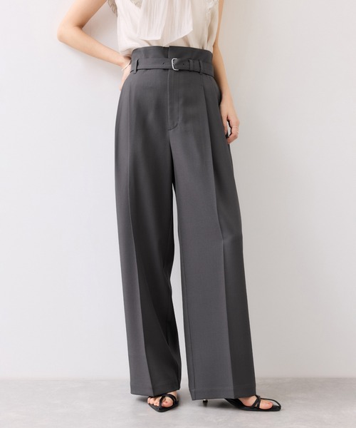 VIS（ビス）の「ベルトディティールタックワイドパンツ/イージーケア・接触冷感（その他パンツ・レディース・チャコールグレー/サックスブルー/ダークブラウン・SS/S/M）」の15枚目の写真