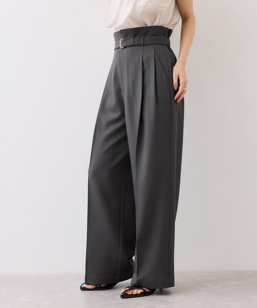 VIS（ビス）の「ベルトディティールタックワイドパンツ/イージーケア・接触冷感（その他パンツ・レディース・チャコールグレー/サックスブルー/ダークブラウン・SS/S/M）」の16枚目の写真