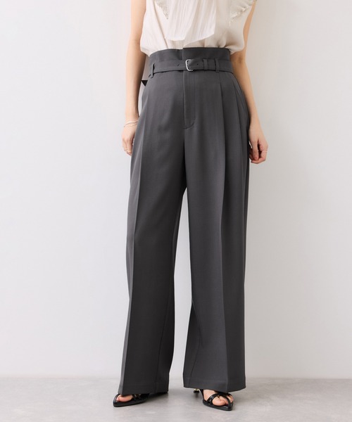VIS（ビス）の「ベルトディティールタックワイドパンツ/イージーケア・接触冷感（その他パンツ・レディース・チャコールグレー/サックスブルー/ダークブラウン・SS/S/M）」の18枚目の写真