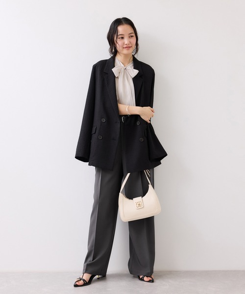 VIS（ビス）の「ベルトディティールタックワイドパンツ/イージーケア・接触冷感（その他パンツ・レディース・チャコールグレー/サックスブルー/ダークブラウン・SS/S/M）」の22枚目の写真