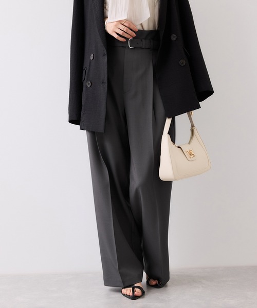 VIS（ビス）の「ベルトディティールタックワイドパンツ/イージーケア・接触冷感（その他パンツ・レディース・チャコールグレー/サックスブルー/ダークブラウン・SS/S/M）」の21枚目の写真