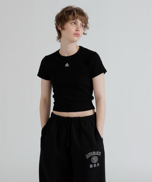 AVIREX(アヴィレックス)の「《直営店限定》S/S AC RIB T-SHIRT(Tシャツ/カットソー・レディース・ブラック/ホワイト系2/グレー・S/M)」の4枚目の写真