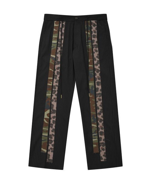 Pattern Mixed Stripe Trousers [Black]