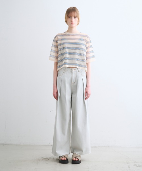 three dots(スリードッツ)の「アロア シアー Tシャツ(Tシャツ/カットソー・レディース・ベージュ系その他/パープル系その他/ベージュ系その他2/パープル/ネイビー/ブルー系その他・SMALL)」の14枚目の写真