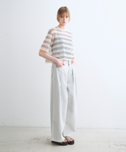 three dots(スリードッツ)の「アロア シアー Tシャツ(Tシャツ/カットソー・レディース・ベージュ系その他/パープル系その他/ベージュ系その他2/パープル/ネイビー/ブルー系その他・SMALL)」の15枚目の写真