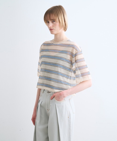 three dots(スリードッツ)の「アロア シアー Tシャツ(Tシャツ/カットソー・レディース・ベージュ系その他/パープル系その他/ベージュ系その他2/パープル/ネイビー/ブルー系その他・SMALL)」の18枚目の写真