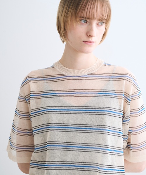 three dots(スリードッツ)の「アロア シアー Tシャツ(Tシャツ/カットソー・レディース・ベージュ系その他/パープル系その他/ベージュ系その他2/パープル/ネイビー/ブルー系その他・SMALL)」の17枚目の写真