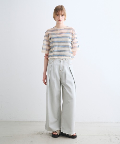 three dots(スリードッツ)の「アロア シアー Tシャツ(Tシャツ/カットソー・レディース・ベージュ系その他/パープル系その他/ベージュ系その他2/パープル/ネイビー/ブルー系その他・SMALL)」の16枚目の写真