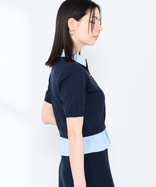 NOLLEY’S Sophi（ノーリーズソフィ）の「《手洗い可能/セットアップ対応》布帛襟取り外し可裾布帛半袖カーディガン（カーディガン/ボレロ・レディース・ダークネイビー/オフホワイト・38）」の7枚目の写真