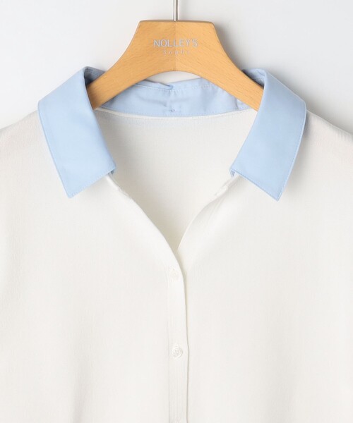 NOLLEY’S Sophi（ノーリーズソフィ）の「《手洗い可能/セットアップ対応》布帛襟取り外し可裾布帛半袖カーディガン（カーディガン/ボレロ・レディース・ダークネイビー/オフホワイト・38）」の14枚目の写真