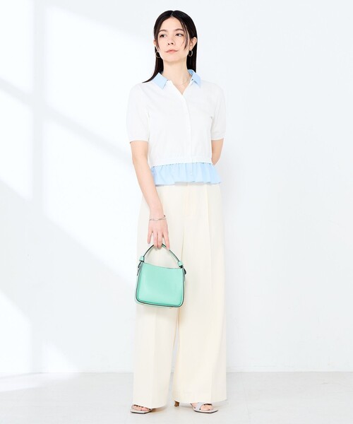 NOLLEY’S Sophi（ノーリーズソフィ）の「《手洗い可能/セットアップ対応》布帛襟取り外し可裾布帛半袖カーディガン（カーディガン/ボレロ・レディース・ダークネイビー/オフホワイト・38）」の20枚目の写真