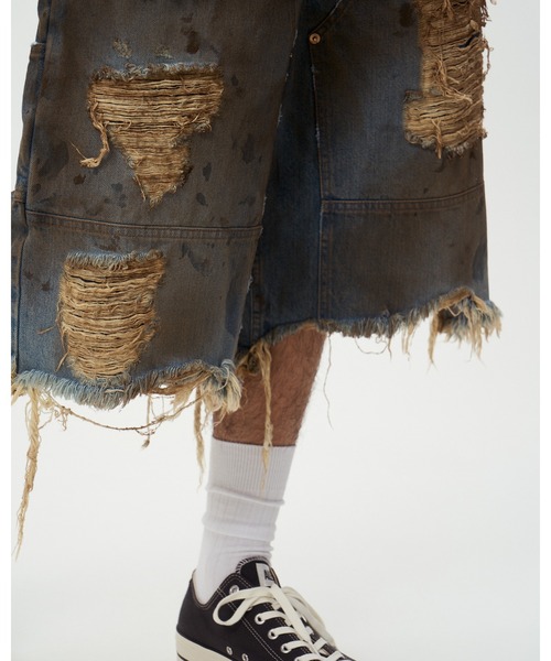 DISCOVERED(ディスカバード)の「DOUBLE KNEE DENIM SHORTS(デニムパンツ・メンズ・ブラック/インディゴブルー・LARGE/SMALL)」の9枚目の写真