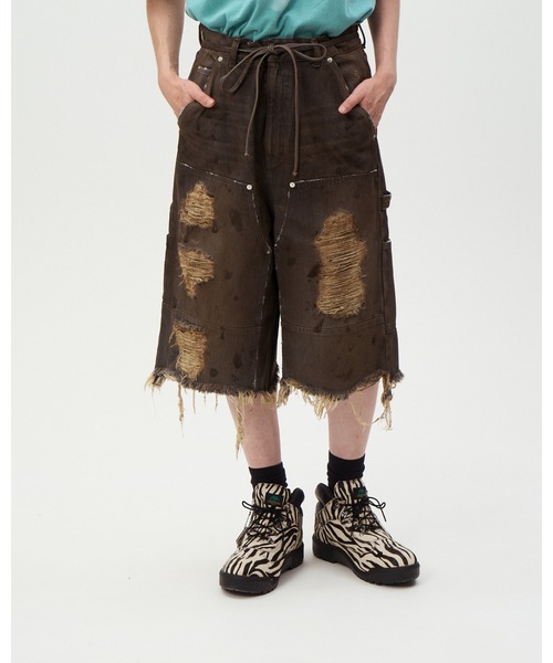 DISCOVERED(ディスカバード)の「DOUBLE KNEE DENIM SHORTS(デニムパンツ・メンズ・ブラック/インディゴブルー・LARGE/SMALL)」の12枚目の写真