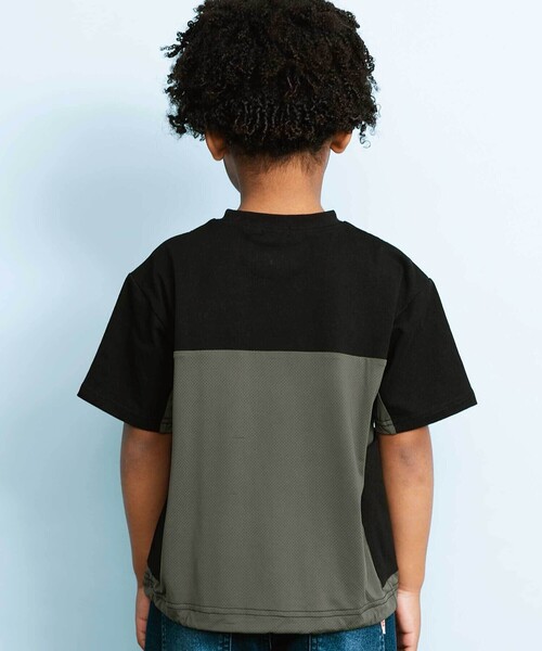 WASK(ワスク)の「【接触冷感】メッシュ切替 ビッグシルエットTシャツ(Tシャツ/カットソー・キッズ・グレー/ブラック・150cm/140cm/160cm)」の9枚目の写真