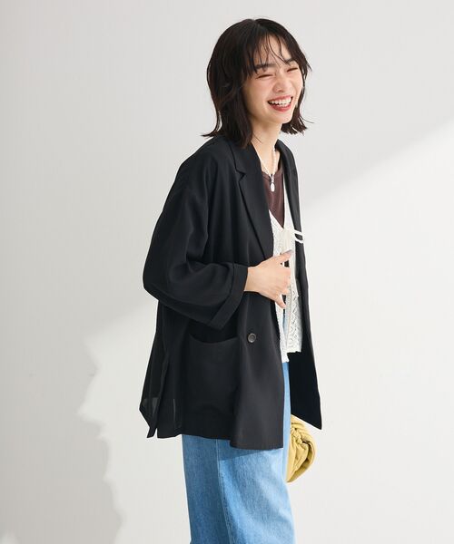 Green Parks(グリーンパークス)の「【適ON】シアーシャツジャケット(シャツ/ブラウス・レディース・グレイッシュベージュ/ブラック/アイボリー/ブラウン・FREE)」の14枚目の写真
