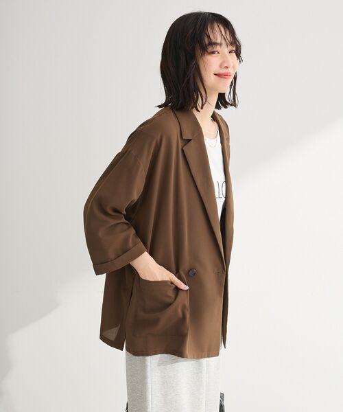Green Parks(グリーンパークス)の「【適ON】シアーシャツジャケット(シャツ/ブラウス・レディース・グレイッシュベージュ/ブラック/アイボリー/ブラウン・FREE)」の18枚目の写真