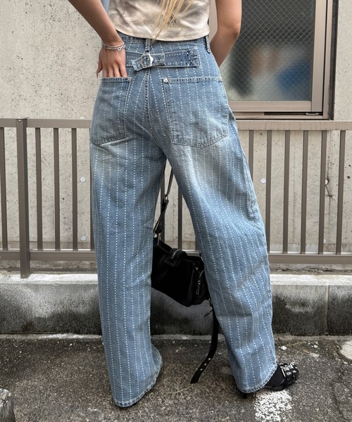 Figments(フィグメンツ)の「スターストライプワークデニム(デニムパンツ・レディース・インディゴブルー・SMALL/MEDIUM/LARGE)」の3枚目の写真