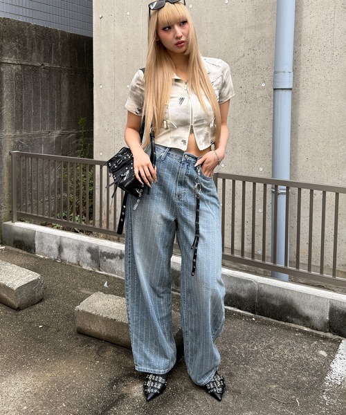 Figments(フィグメンツ)の「スターストライプワークデニム(デニムパンツ・レディース・インディゴブルー・SMALL/MEDIUM/LARGE)」の4枚目の写真