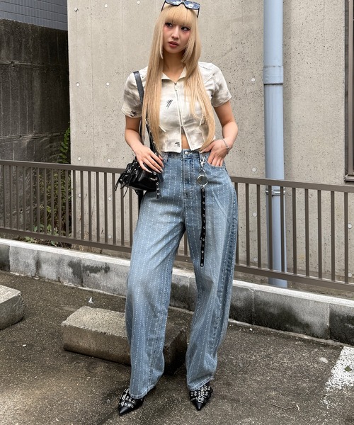 Figments(フィグメンツ)の「スターストライプワークデニム(デニムパンツ・レディース・インディゴブルー・SMALL/MEDIUM/LARGE)」の5枚目の写真
