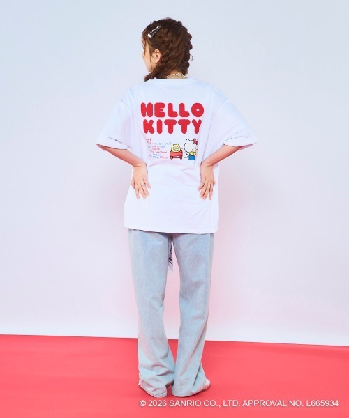 ハローキティコラボ（ハローキティコラボ）の「【Ocean Pacific×ハローキティ】レディースハローキティ×OP ビッグTシャツ　バックプリント（Tシャツ/カットソー・レディース・ホワイト/ブルー/チャコールグレー・LARGE/X-LARGE/MEDIUM）」の6枚目の写真